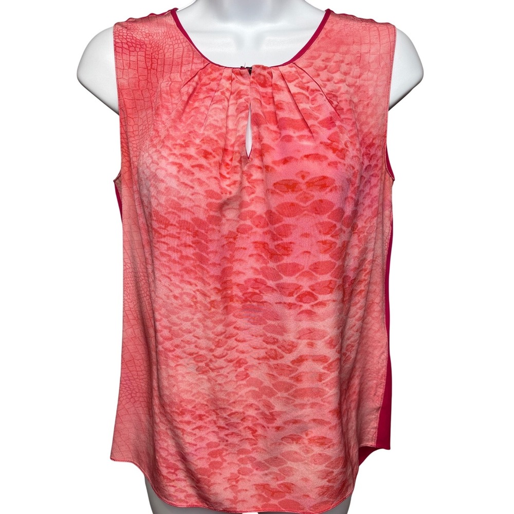 ELIE TAHARI Pink Snakeskin Silk Blend Sleeveless Blouse‎ XS Officewear-Chic